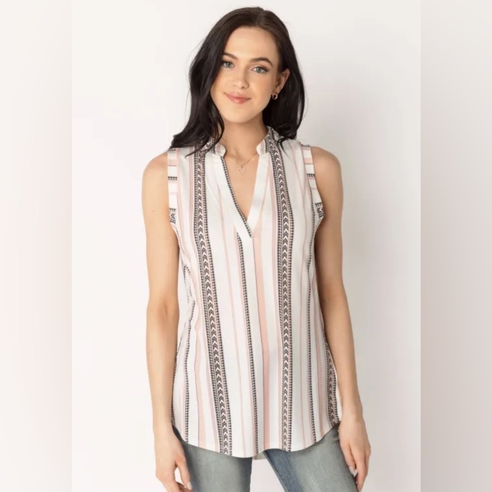 NWT MINE For Stitch Fix Syden Button Back Striped Tank Top Blouse M